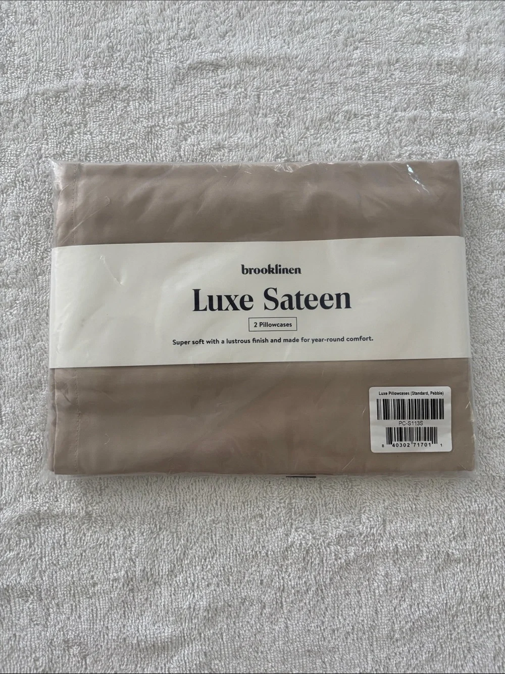 Brooklinen Luxe Sateen Pillowcases in Stone Beige